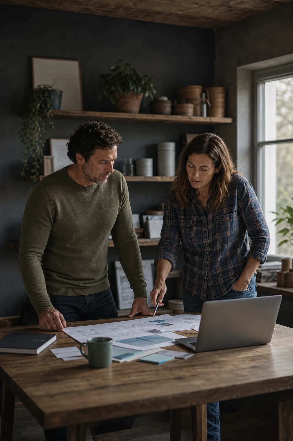 Two colleagues reviewing an operating plan together